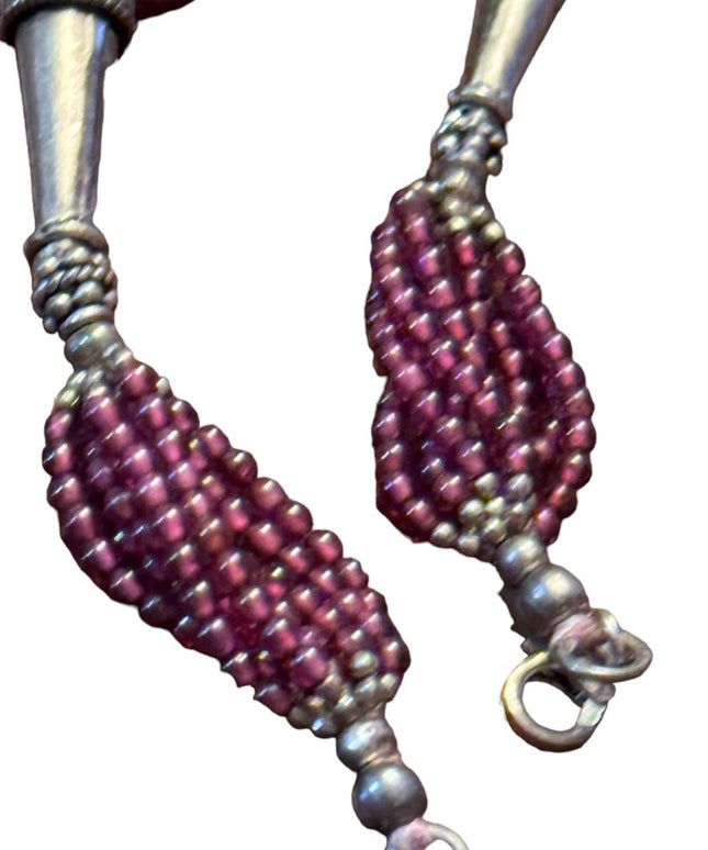 Vintage sterling silver 925 Balenisian Bali Garnet bead bracelet