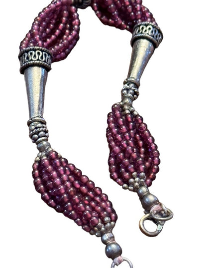 Vintage sterling silver 925 Balenisian Bali Garnet bead bracelet