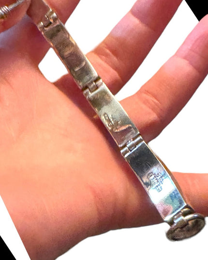 Sterling silver 925 Mexico red jasper chunky link bracelet