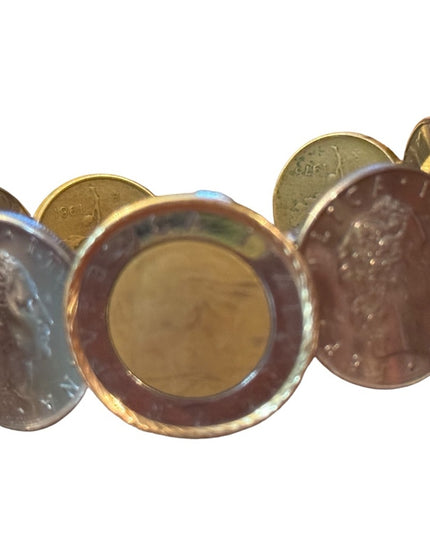 Coin bezel  Gold/stainless Italy Italian Repvbblica L 500 Coin Bracelet