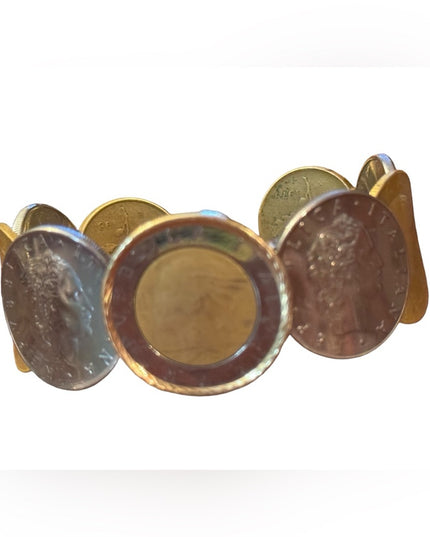 Coin bezel  Gold/stainless Italy Italian Repvbblica L 500 Coin Bracelet