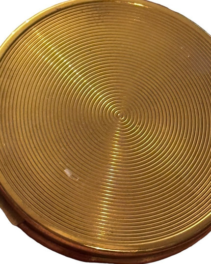 1940's Richard Hudnut Powder Compact Gold finish stamped Birds/Flowers/Grapes