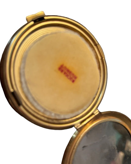 1940's Richard Hudnut Powder Compact Gold finish stamped Birds/Flowers/Grapes