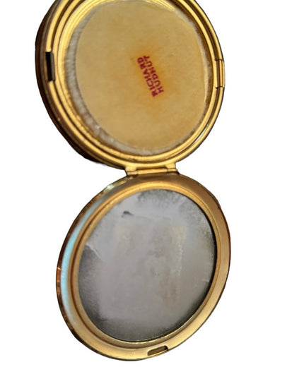 1940's Richard Hudnut Powder Compact Gold finish stamped Birds/Flowers/Grapes