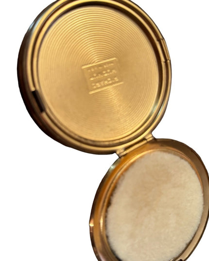 1940's Richard Hudnut Powder Compact Gold finish stamped Birds/Flowers/Grapes