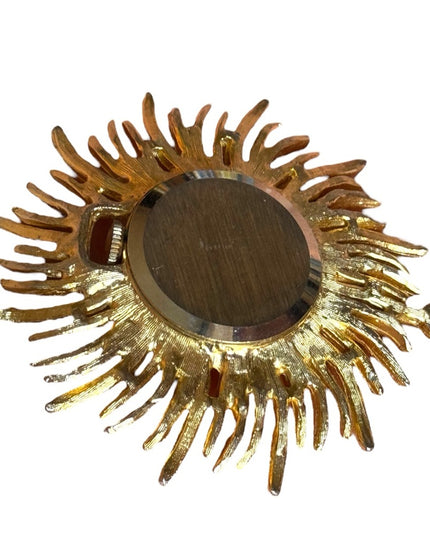Vintsge 1960s CORO starburst wind up necklace watch gokd finish