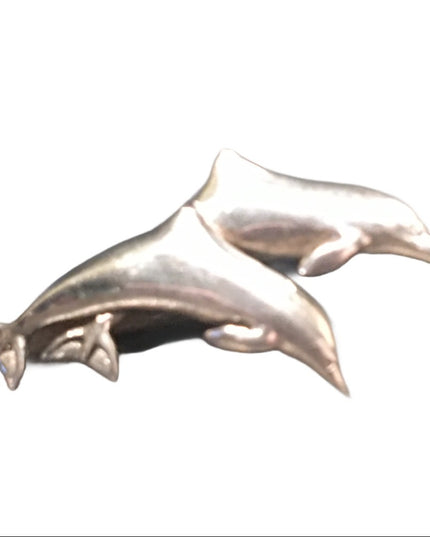 Vintage Sterling silver 925 swimming dolphin brooch