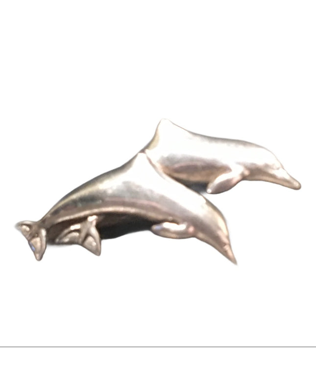 Vintage Sterling silver 925 swimming dolphin brooch