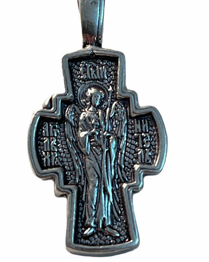 Vintage Sterling Silver European angel cross pendant 925