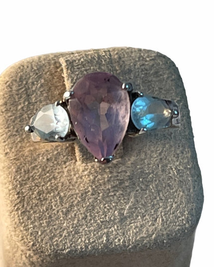 Vintage blue & purple sterling silver 925 amethyst topaz