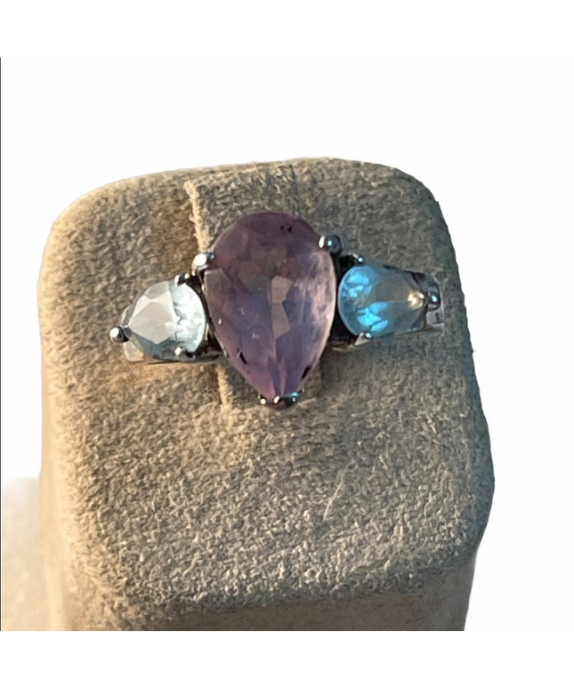 Vintage blue & purple sterling silver 925 amethyst topaz