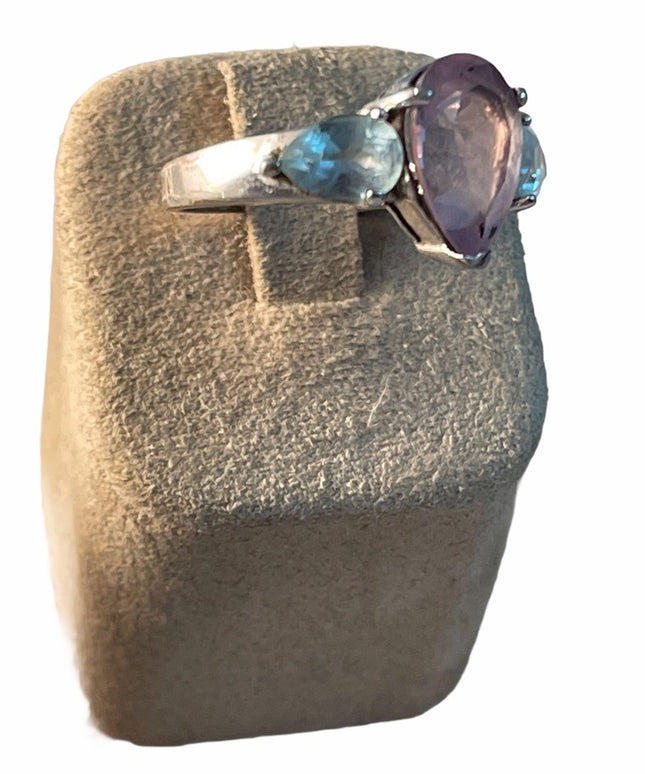 Vintage blue & purple sterling silver 925 amethyst topaz