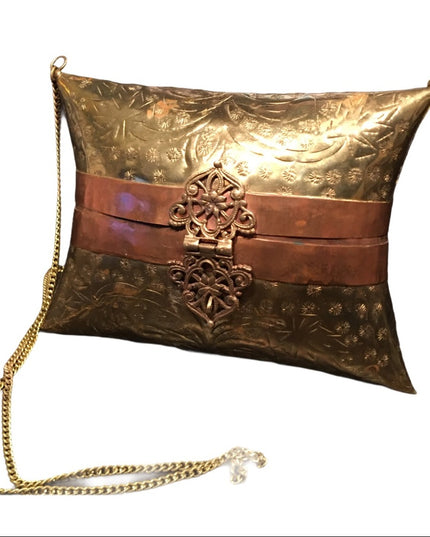 Antique Etched Brass pillow purse