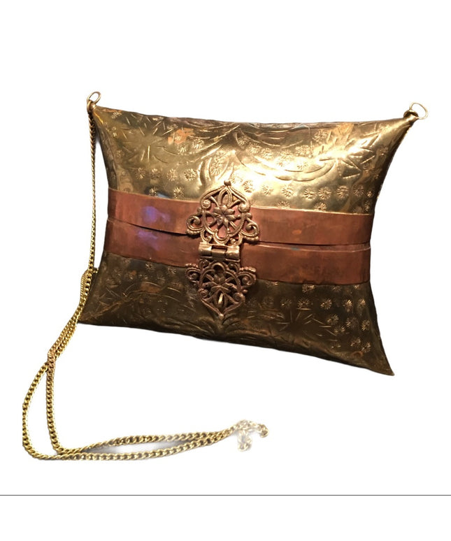Antique Etched Brass pillow purse