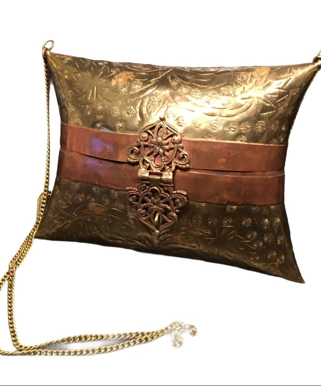 Antique Etched Brass pillow purse