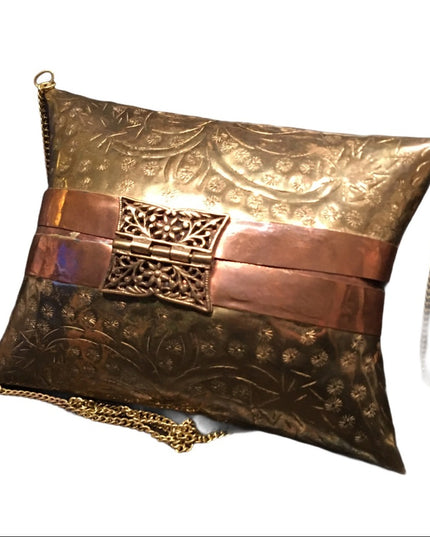 Antique Etched Brass pillow purse