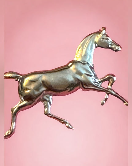 Vintage Sterling silver galloping horse brooch