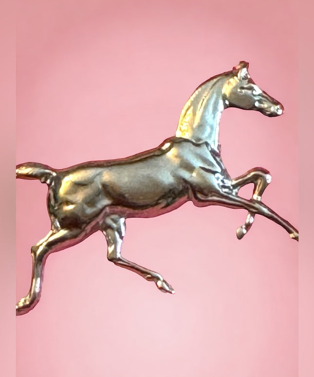Vintage Sterling silver galloping horse brooch
