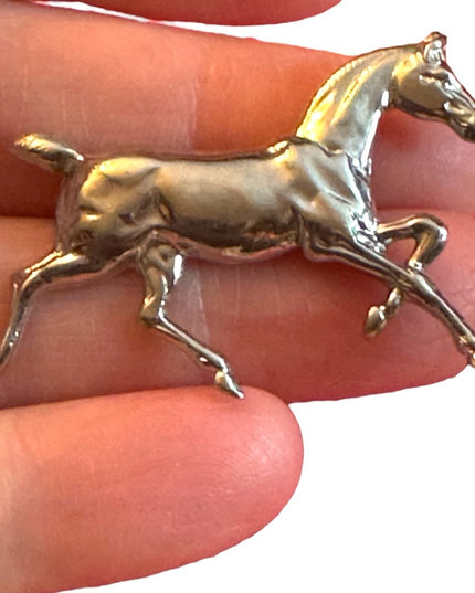 Vintage Sterling silver galloping horse brooch