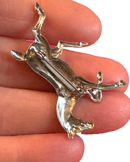 Vintage Sterling silver galloping horse brooch