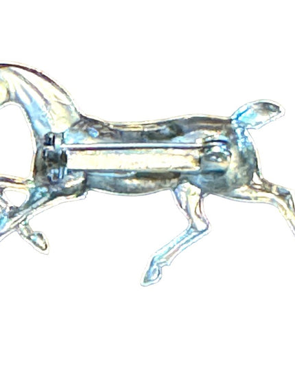 Vintage Sterling silver galloping horse brooch