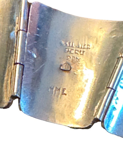 Beautiful Antique Sterling Silver Peruvian Cultural Scenic 7in. Bracelet LLama