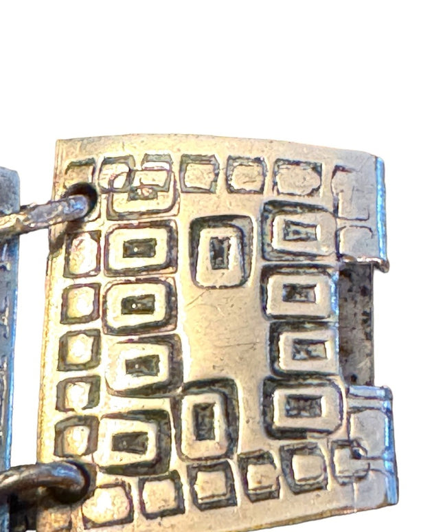 Vintage Mexican Mayan Aztec Warrior sterling link bracelet