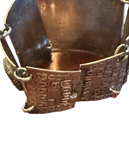 Vintage Mexican Mayan Aztec Warrior sterling link bracelet