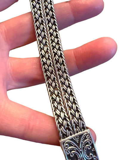 Spectacular Handmade Basket Woven Balenisian BALI 925 Sterling Silver Bracelet
