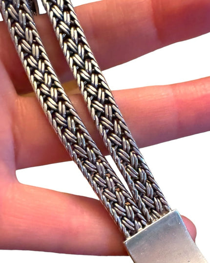 Spectacular Handmade Basket Woven Balenisian BALI 925 Sterling Silver Bracelet