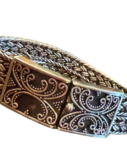 Spectacular Handmade Basket Woven Balenisian BALI 925 Sterling Silver Bracelet