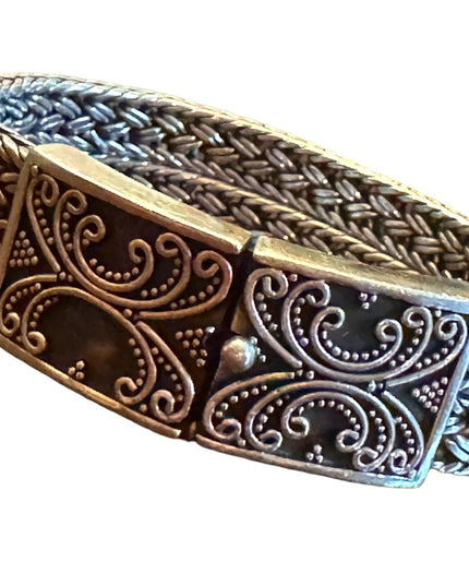 Spectacular Handmade Basket Woven Balenisian BALI 925 Sterling Silver Bracelet