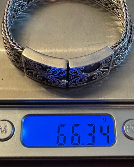 Spectacular Handmade Basket Woven Balenisian BALI 925 Sterling Silver Bracelet