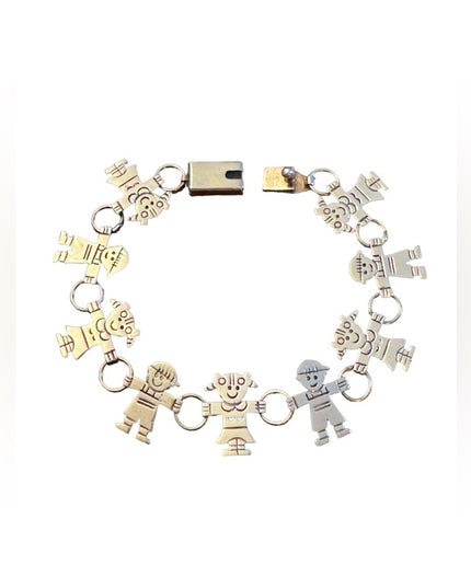 Vintage 925 sterling silver boy girl fancy link bracelet children