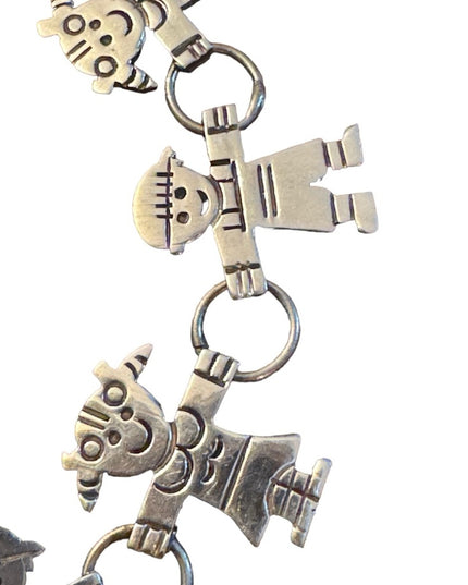 Vintage 925 sterling silver boy girl fancy link bracelet children