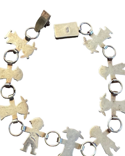 Vintage 925 sterling silver boy girl fancy link bracelet children