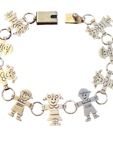 Vintage 925 sterling silver boy girl fancy link bracelet children