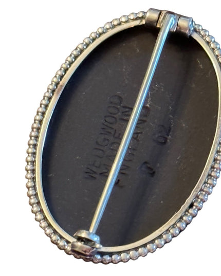 Wedgewood Scene Brooch Sterling Silver and Black Jasperware, English hallmarks