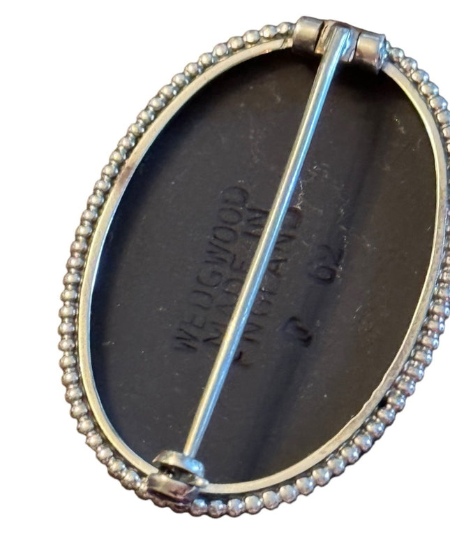 Wedgewood Scene Brooch Sterling Silver and Black Jasperware, English hallmarks