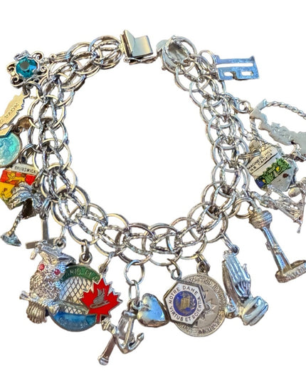 Vintage 21 Charm sterling silver bracelet Disney olympics Ontario place Niagara