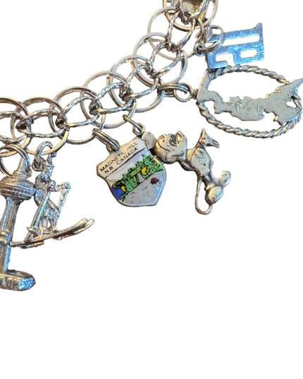 Vintage 21 Charm sterling silver bracelet Disney olympics Ontario place Niagara