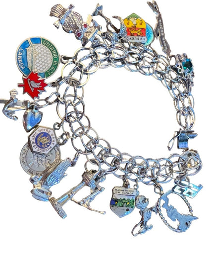 Vintage 21 Charm sterling silver bracelet Disney olympics Ontario place Niagara