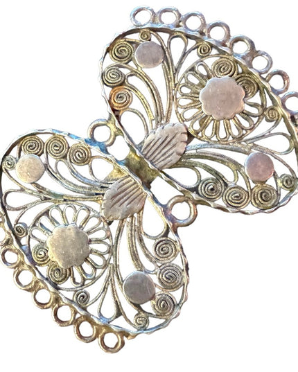 Lovely antique fancy 800 silver filagree scrolled brooch