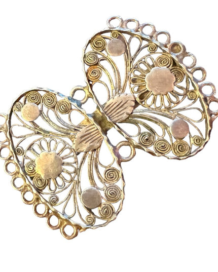 Lovely antique fancy 800 silver filagree scrolled brooch