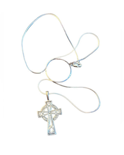Peter stone Celtic crosss sterling silver 925 necklace & pendant