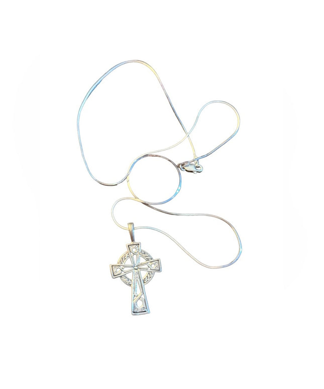 Peter stone Celtic crosss sterling silver 925 necklace & pendant