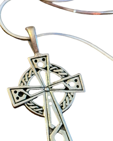 Peter stone Celtic crosss sterling silver 925 necklace & pendant