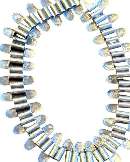 Antique stunning 925 sterling silver bar link chain bracelet art deco
