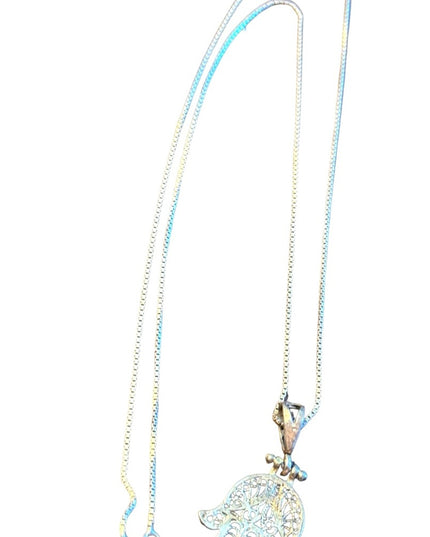 Lovely vintage sterling silver 925 filagree hand of fatima pendant necklace