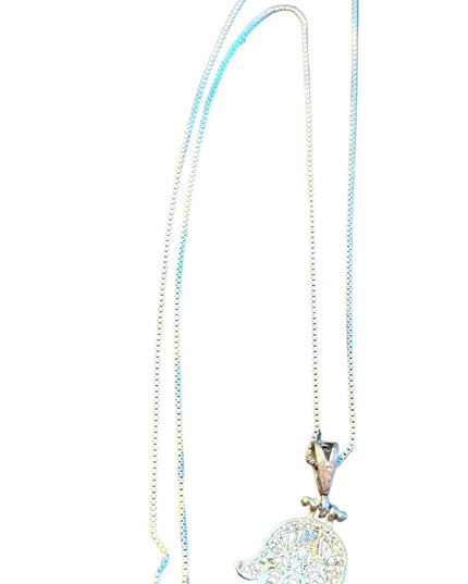 Lovely vintage sterling silver 925 filagree hand of fatima pendant necklace
